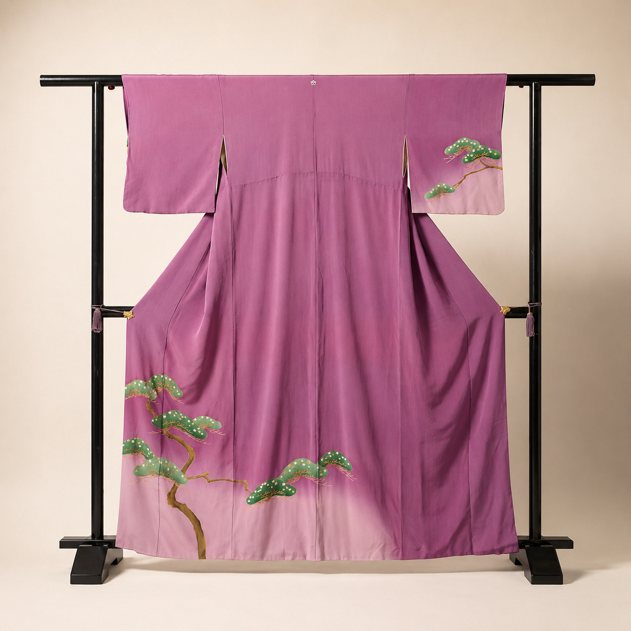 Vintage silk kimono selected for Akki-Chan creation process